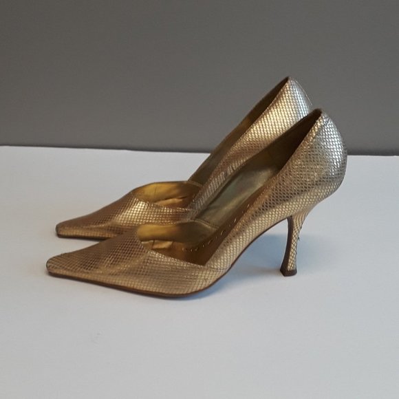 BCBGirls Shoes - Bcbgirls gold snake skin pointed toe stiletto pump